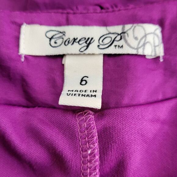 VNTG Corey P Purple Satin Shift Dress 6 Coquette Old Money Quietlux Minimalist - Picture 5 of 7